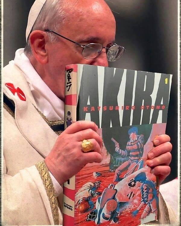 pope kissing Akira manga/comic